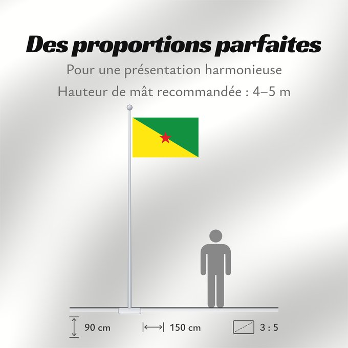 Proportions du drapeau : French Guiana	Guyane	Guayana Francesa	Französisch-Guayana	Guyana Francese