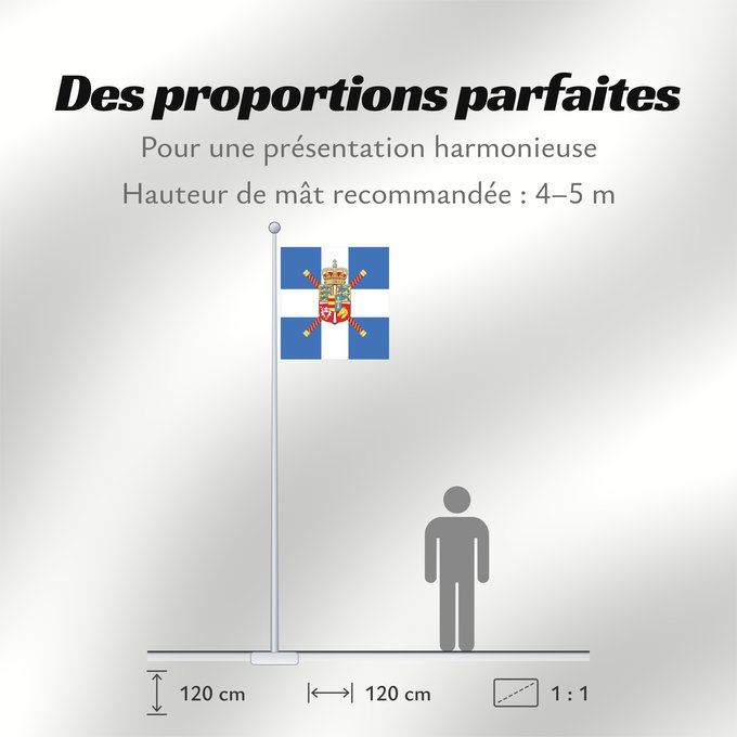 Proportions du drapeau : Royal Standard of the Kingdom of Greece  1913-1917	Royal Standard of the Kingdom of Greece 1913-1917 and then 1920-1922, Used by King Constantine I