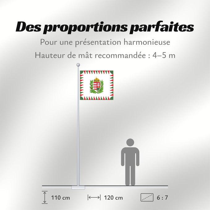 Proportions du drapeau : War Flag of Hungary Colour for brigades Oficiala milita armea flago de Hungario 1990 M