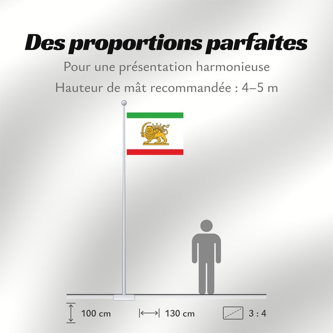 Proportions du drapeau : Amir Kabir	Persian Flag introduced by Amir Kabir