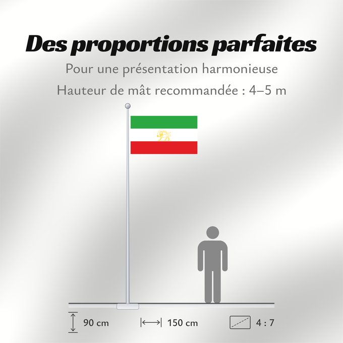 Proportions du drapeau : State Iran 1964-1980 alternate