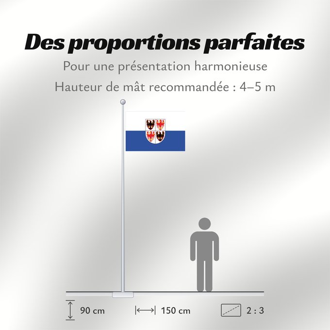 Proportions du drapeau : Trentino-South Tyrol It is easy to put a border around this flag image Région Autonome Trentin-Haut-Adige, Italie Región Autónoma Trentino-Alto Adigio, Italia Autonomen Region Trentino-Südtirol, Italien Regione Autonoma Trentino-Alto Adige, Italia Bannera