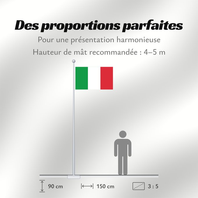 Proportions du drapeau : Italy Italie Italia Italien