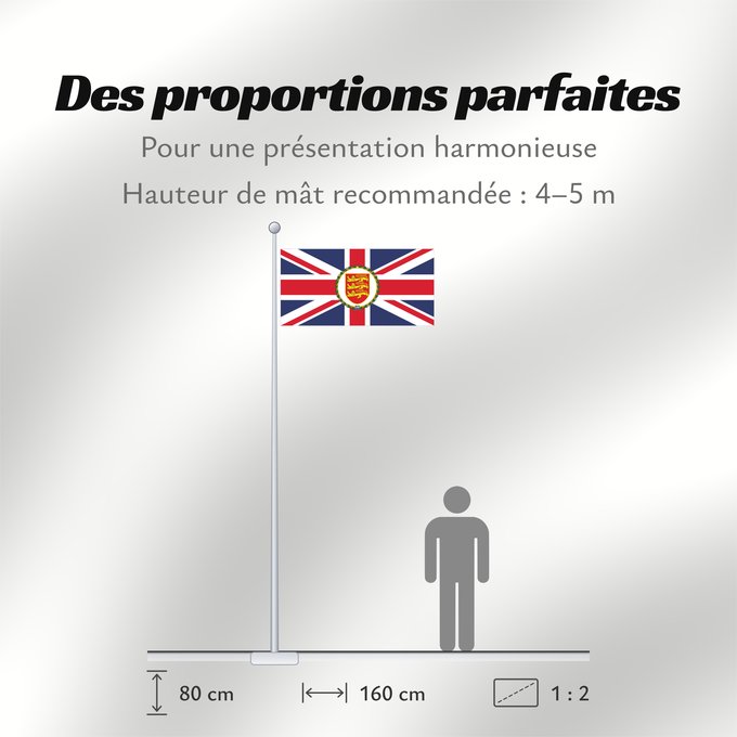 Proportions du drapeau : Lieutenant Governor of Jersey	Lieutenant-Gouverneur de Jersey	Teniente Gobernador de Jersey	Lieutenant Governor von Jersey	Luogotenente Governatore di Jersey
