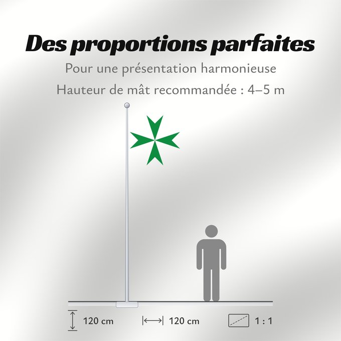 Proportions du drapeau : Militärischer und Hospitalischer Orden des Heiligen Lazarus von Jerusalem