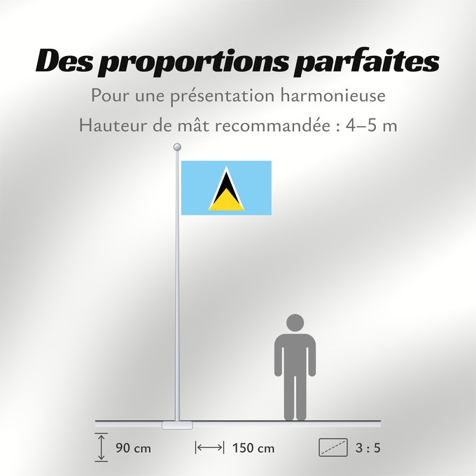 Proportions du drapeau : Saint Lucia	Sainte-Lucie	Santa Lucía	Saint Lucias	St. Lucia	Santa Llucía	Sent Lisi	სენტ-ლუსიას დროშა	Sen Lusia	Флаг Сент-Люсии	Saint Lucije