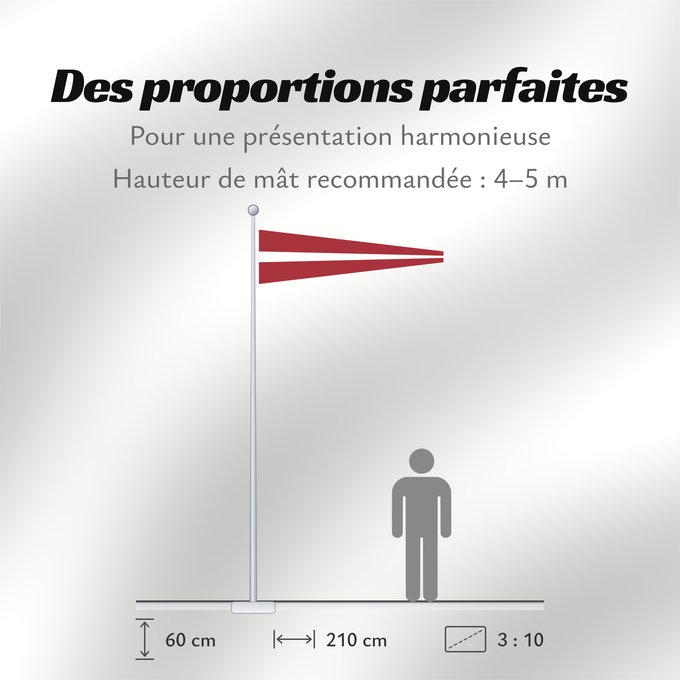 Proportions du drapeau : Latvijas valsts karoga vimpeļa