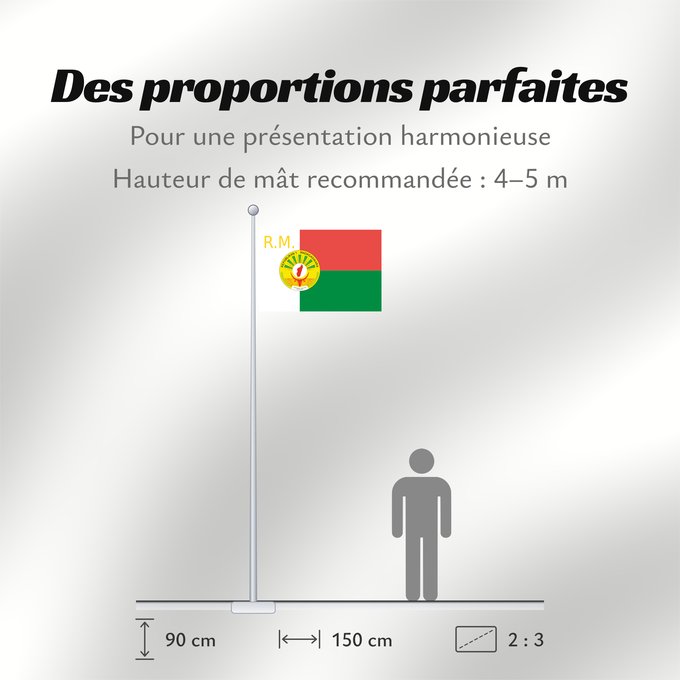 Proportions du drapeau : Presidential Standard of Madagascar	Étendard présidentiel de Madagascar	Estandarte Presidencial de Madagascar	Präsidentenstandarte von Madagaskar	Stendardo presidenziale del Madagascar