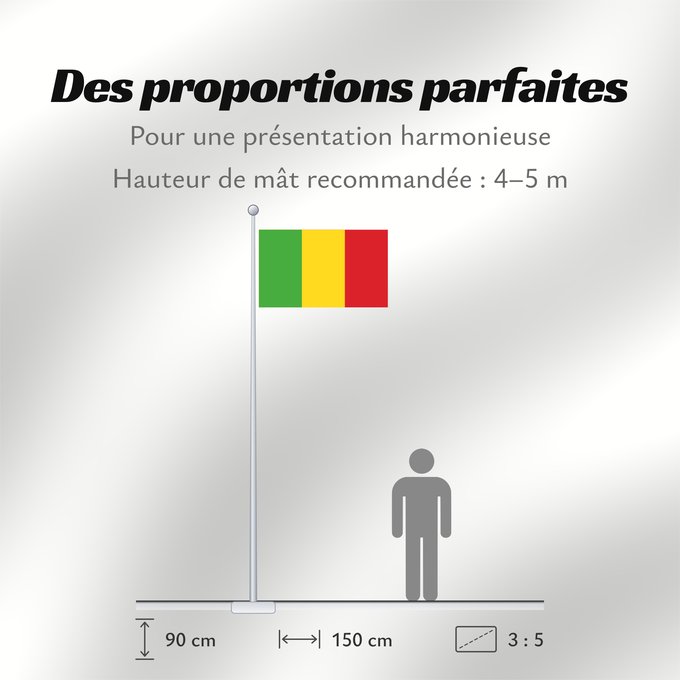 Proportions du drapeau : Mali Malí علم مالي Mali finifana Malija Raaya bu Mali