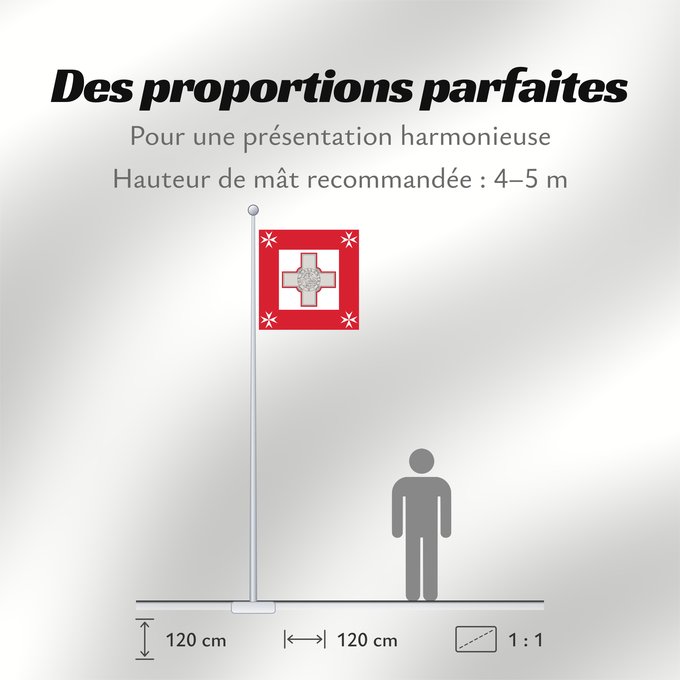 Proportions du drapeau : Naval Jack of Malta