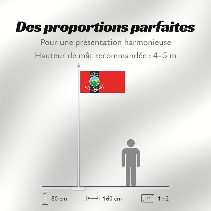 Proportions du drapeau : Pakhtunistan
