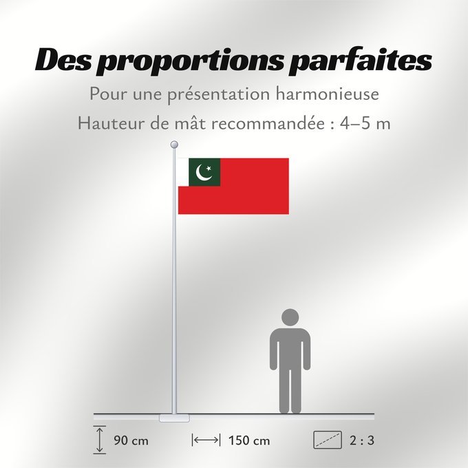 Proportions du drapeau : Civil Ensign of Pakistan Pavillon civil du Pakistan Bandera de proa civil de Pakistán Zivile Flagge Pakistans Bandiera civile del Pakistan