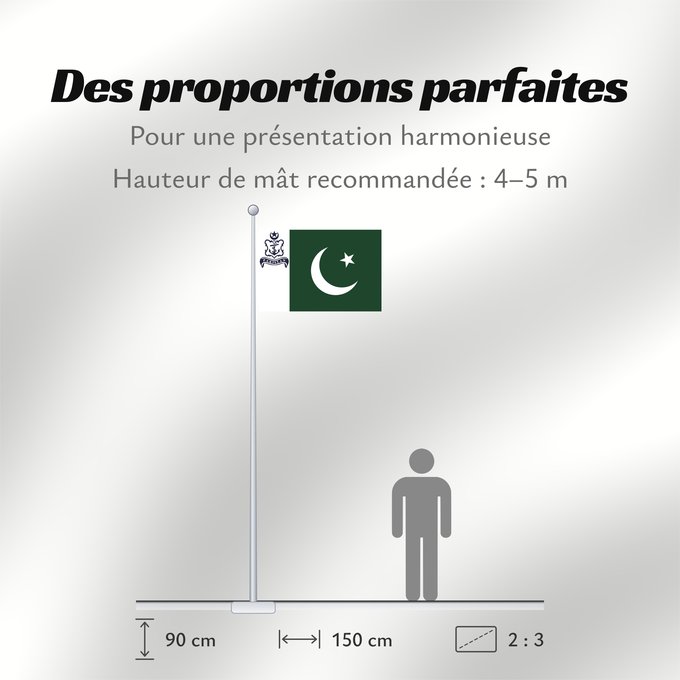Proportions du drapeau : Naval Standard of Pakistan