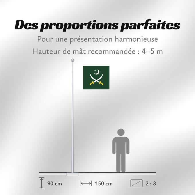 Proportions du drapeau : Pakistani Army	Pakistan Army	Armée pakistanaise	Ejército de Pakistán	Pakistanische Armee	Esercito pakistano