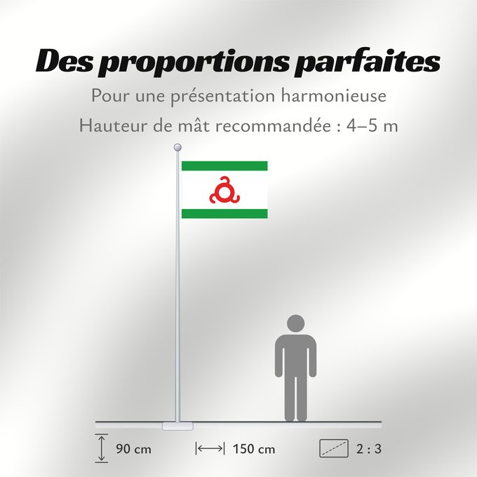 Proportions du drapeau : Ingushetia	Republic of Ingushetia	Inguschetien	Inguscezia	Флаг Ингушетии