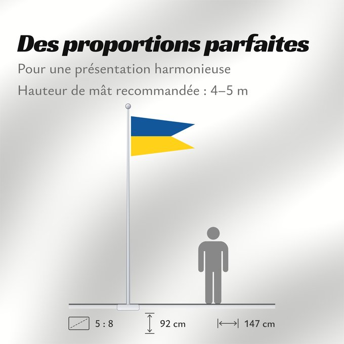 Proportions du drapeau : Naval Rank Flag of Sweden - Örlogsstandert	Forked broad pennant	Örlogsstandert