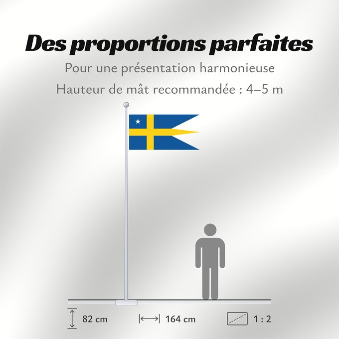 Proportions du drapeau : Naval Rank Flag of Sweden - Flottiljamiralsflagga	Swedish naval rank flag for a Flotilla Admiral	Flagga för Flottiljamiral/Brigadgeneral sedan 2001
