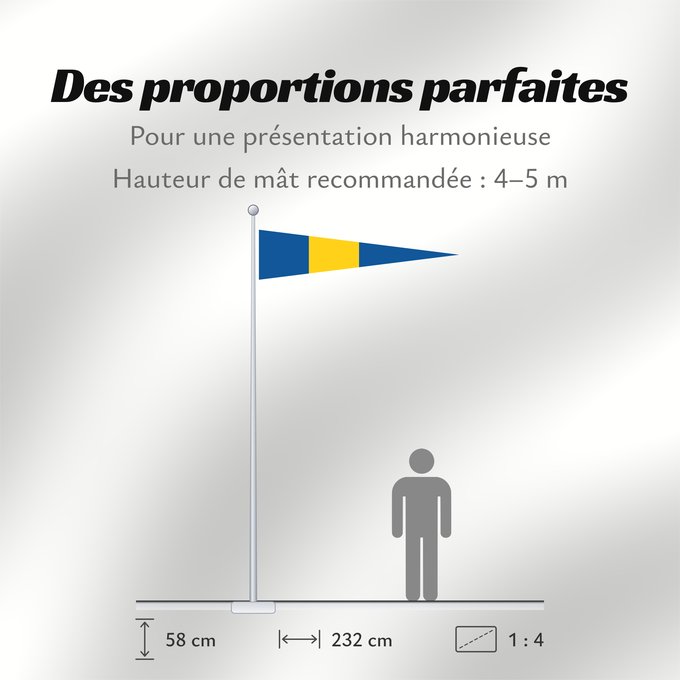 Proportions du drapeau : Naval Rank Flag of Sweden - Flottiljchef	Swedish naval rank flag for a Flotilla Commander	Tecken för förbandschef Flottiljchef
