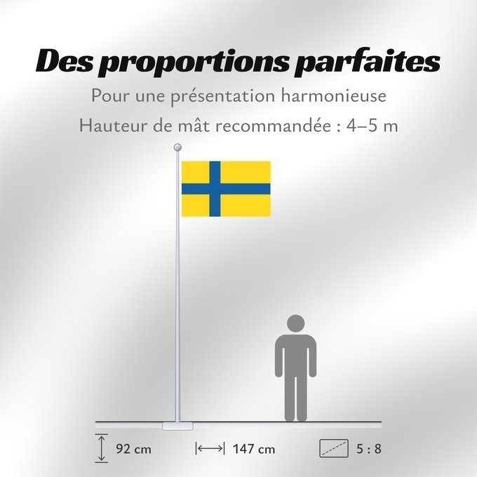 Proportions du drapeau : Ostergotland Östergötland Swedish province Östergötland