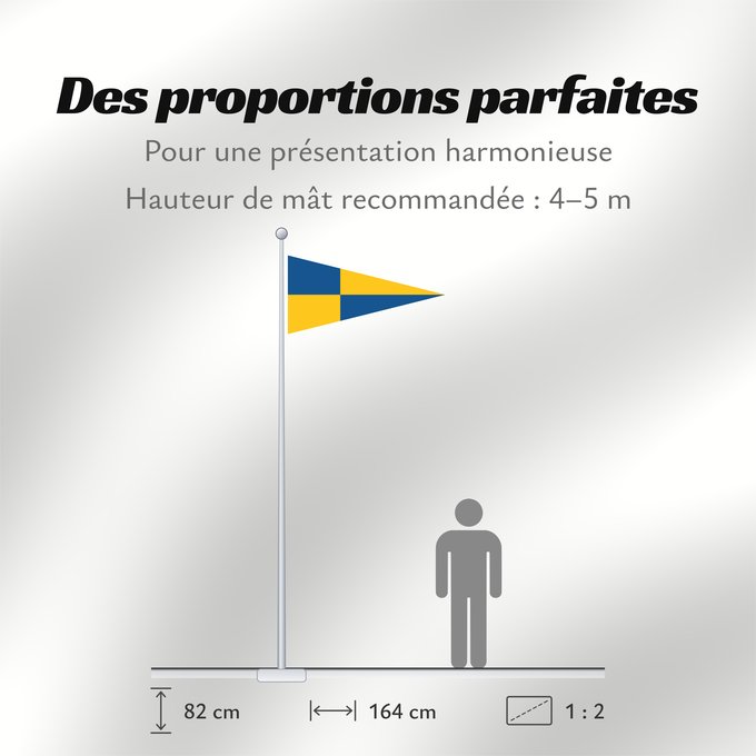 Proportions du drapeau : Sweden - Fiskeriinspektionen	Pennant of the Swedish Fishing Inspection	Flamme de l'Inspection des pêches suédoise	Gallardete de la Inspección de Pesca de Suecia	Fiskeriinspektionens vimpel	Vessillo dell'Ispettorato della Pesca svedese