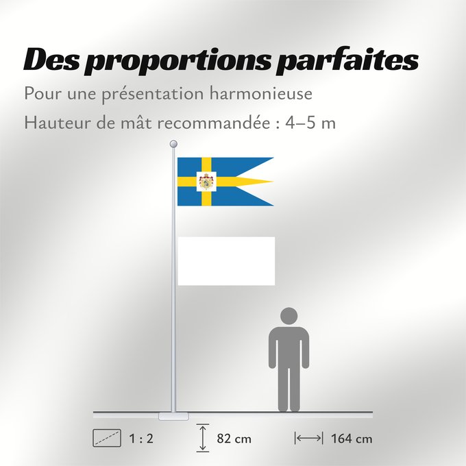 Proportions du drapeau : Sweden-Royal-flag-grand-coa	Sweden Royal flag