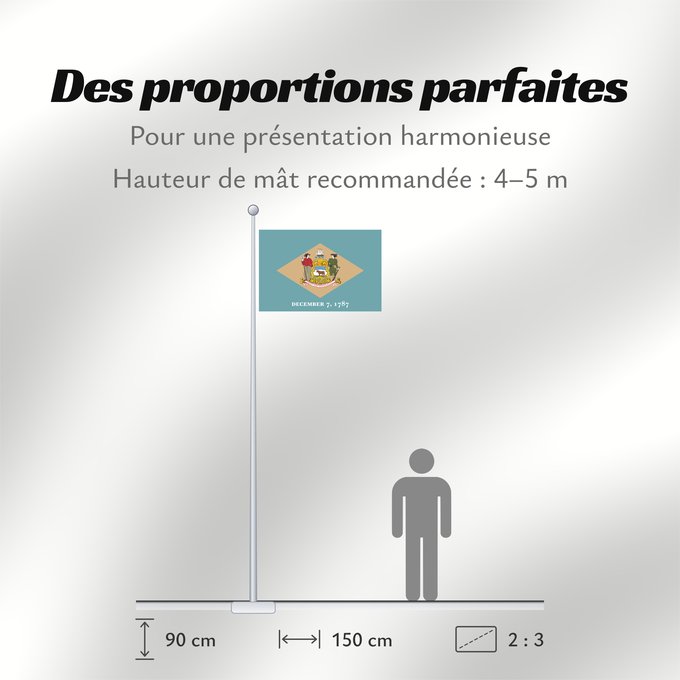 Proportions du drapeau : Delaware ᏕᎳᏪᎢ ᎦᏓᏘ Ka hae Kelawea Delevariae Vlagge van Delaware Déláwee Hahoodzo bidah naatʼaʼí Флаг Делавэра Američke savezne države Delaver Delawares