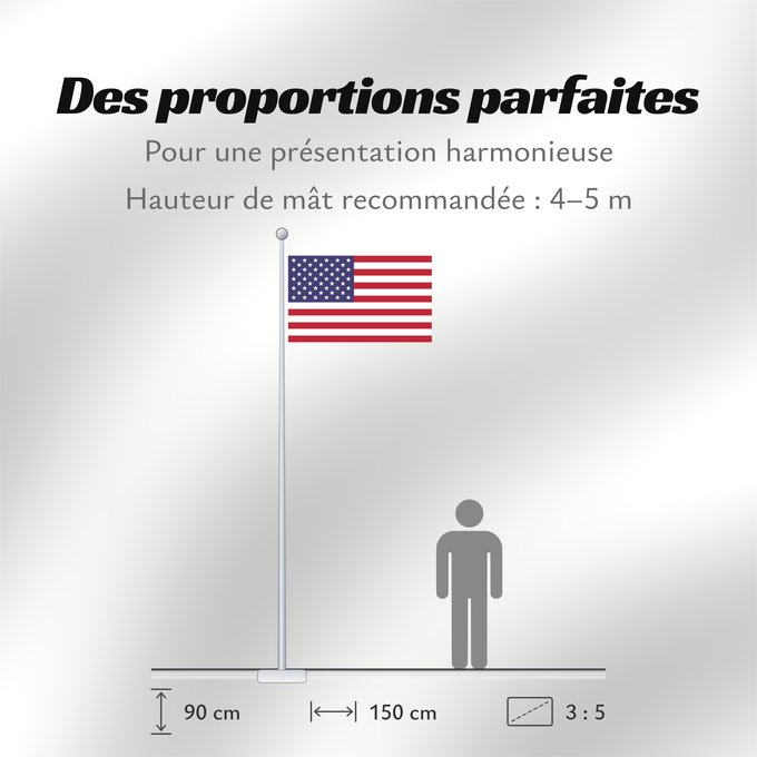 Proportions du drapeau : United States États-Unis Estados Unidos Vereinigte Staaten von Amerika Stati Uniti