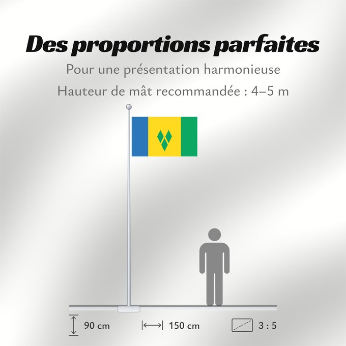 Proportions du drapeau : Saint Vincent and the Grenadines	Saint-Vincent-et-les Grenadines	San Vicente y las Granadinas	St. Vincent und die Grenadinen	Saint Vincent e Grenadine	Флаг Сент-Винсента и Гренадин	Saint Vincenta in Grenadin