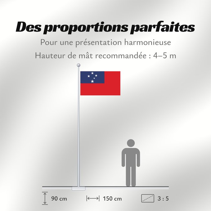 Proportions du drapeau : Samoa Pīwari o Hāmoa Samoe Fu‘a o Sāmoa