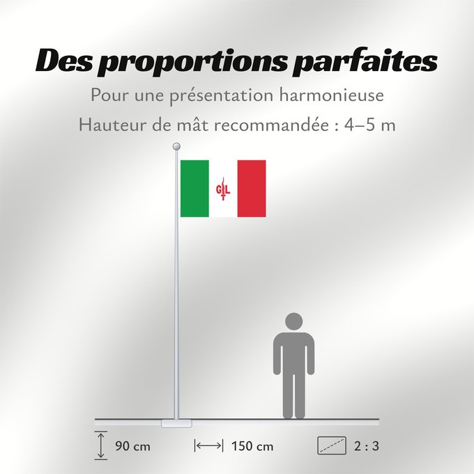 Proportions du drapeau : Giustizia e Liberta Giustizia e Liberta Justice and Liberty Giustizia e Liberta (1929–1945)