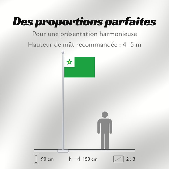 Proportions du drapeau : IKUE-Flago  02	International Union of Catholic Esperantists  colors of Vatican on cross on the star of the Esperanto	Union Internationale des Esperantistes Catholiques (02)	Unión Internacional de Esperantistas Católicos (02)	Internationale Vereinigung kat