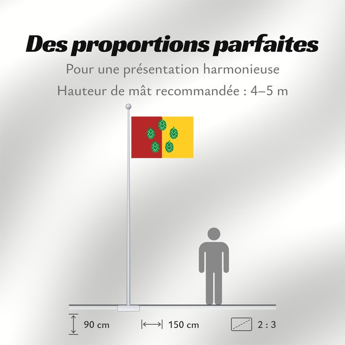 Proportions du drapeau : Poperinge vlag Poperinge