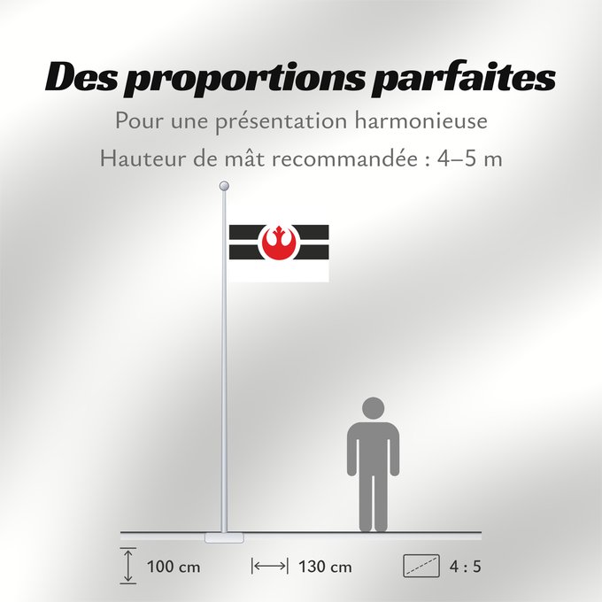 Proportions du drapeau : Rebel Alliance	Alliance to Restore the Republic  a	Alliance rebelle	Alianza Rebelde	Rebellenallianz	Alleanza Ribelle