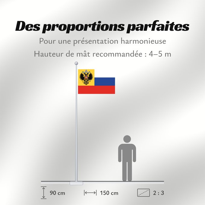 Proportions du drapeau : Russian Empire  1914-1917  common	The private use flag of the Russian Empire as it was commonly depicted	Empire russe (1914-1917) commun	Imperio Ruso (1914-1917) común	Russisches Kaiserreich (1914-1917) gemein	Impero Russo (1914-1917) comune