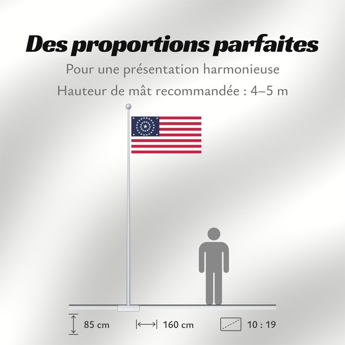 Proportions du drapeau : US 38 Star Flag concentric circles
