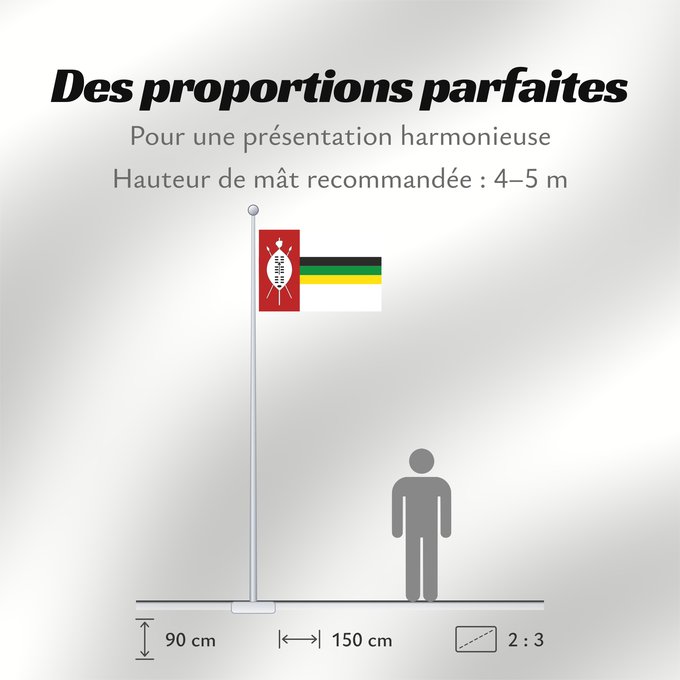 Proportions du drapeau : KwaZulu flag 1985	KwaZulu homeland from 1985-1994	KwaZulu uit 1985-1994	IFulegi KwaZulu 1985-1994