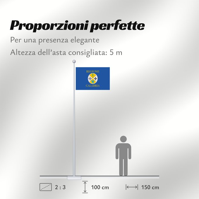 Proporzioni della bandiera: Calabria Kalabrien Regione italiana Calabria Bannera di la riggiuni d Italia Calabbria
