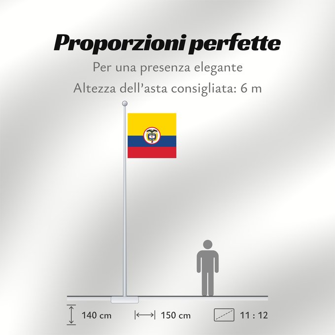 Proporzioni della bandiera: Military flag of Colombia	That is used by the Army of Colombia	Guerra del Ejército de Colombia para las tropas de a pie	Militare della Colombia