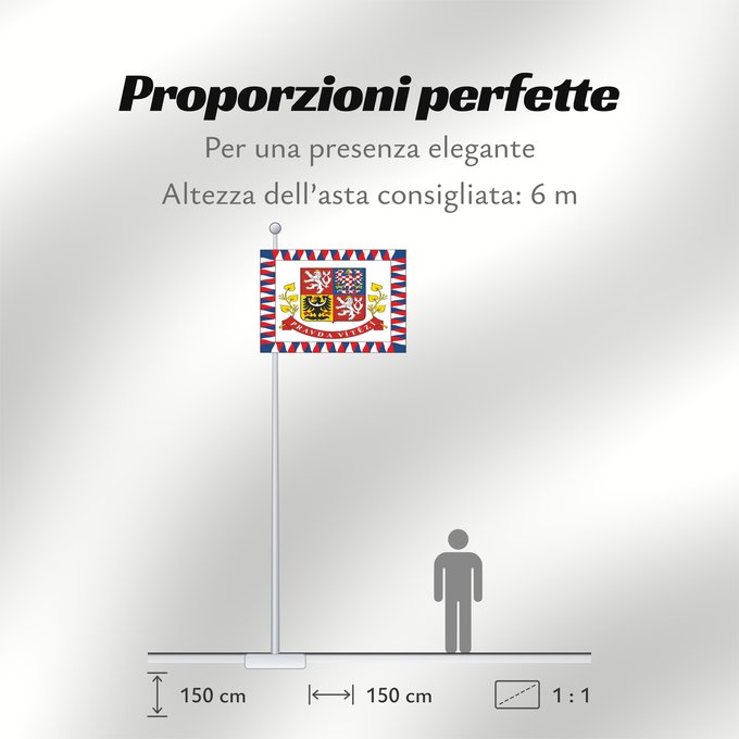 Proporzioni della bandiera: President of the Czech Republic	Presidential Standard of the Czech Republic	Étendard présidentiel de la République tchèque	Estandarte presidencial de la República Checa	Präsidentenstandarte der Tschechischen Republik	Presidente della Repubblica Ceca	Prezi