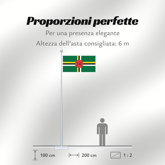 Proporzioni della bandiera: Dominica 1988-1990 Dominica from 1988 to 1990