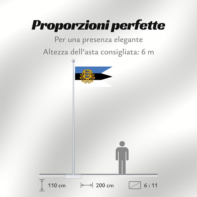 Proporzioni della bandiera: Presidential Standard of Estonia  at sea	Presidential Standard of Estonia (at sea)	Étendard présidentiel de l'Estonie (en mer)	Estandarte Presidencial de Estonia (en el mar)	Präsidentenstandarte von Estland (zur See)	Stendardo presidenziale dell'Estonia (