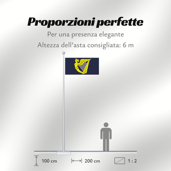 Proporzioni della bandiera: Blue winged-maiden harp Royal Standard of the United Kingdom (third quartering) Étendard royal du Royaume-Uni (troisième quartier) Estandarte Real del Reino Unido (tercer cuartel) Königsstandarte des Vereinigten Königreichs (drittes Viertel) Stendardo Rea