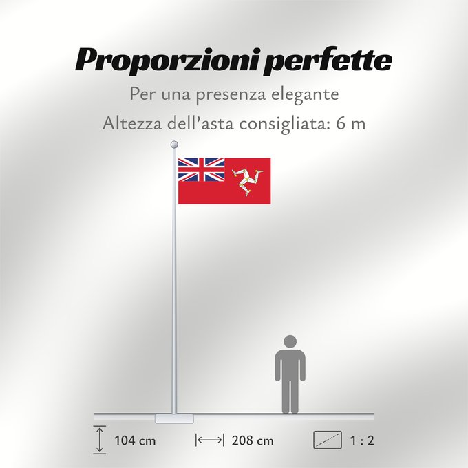 Proporzioni della bandiera: Civil Ensign of the Isle of Man	Civil ensign of the Isle of Man	Île de Man - Pavillon civil	Civil de la Isla de Man	Insel Man - Zivilschiffsflagge	Isola di Man - Insegna civile	Corrillagh brattagh Ellan Vannin