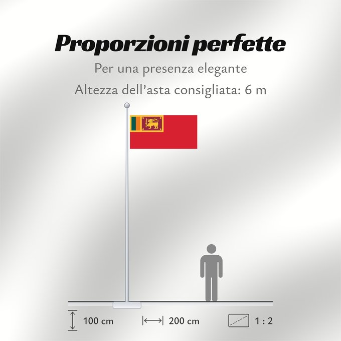 Proporzioni della bandiera: Civil Ensign of Sri Lanka	Civil ensign of Sri Lanka	Sri Lanka - Pavillon Civil	Sri Lanka - Pabellón Civil	Sri Lanka - Zivilschiffsflagge	Sri Lanka - Insegna Civile	Sri Lankas gamla handelsflagga