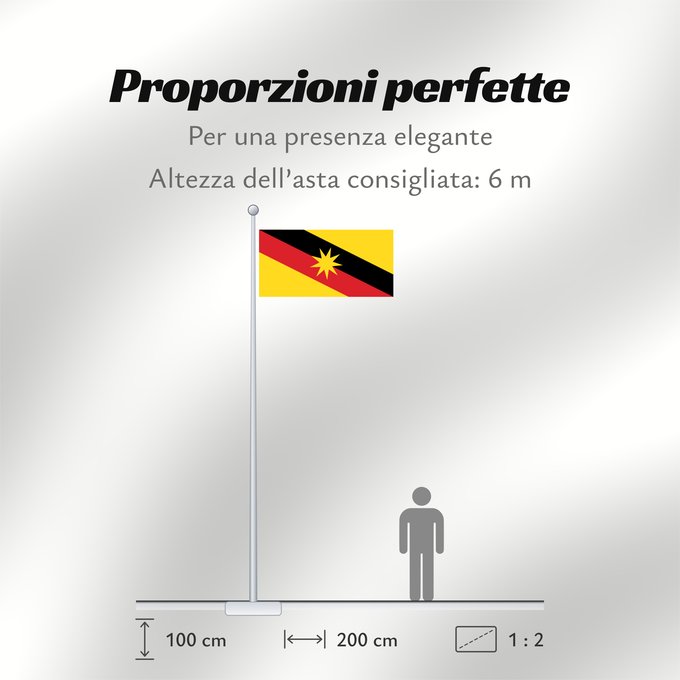 Proporzioni della bandiera: Sarawak	Malaysian state of Sarawak	Sarawak 