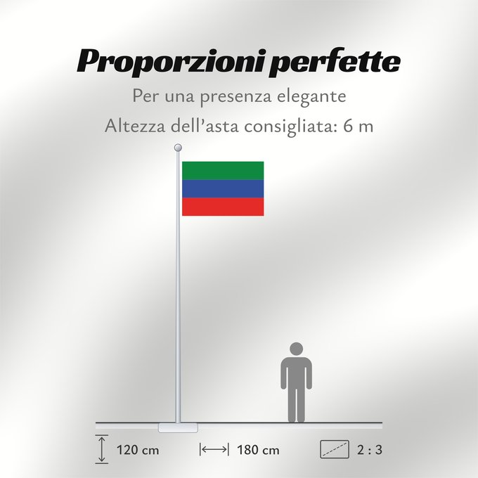 Proporzioni della bandiera: FlagofDaghestan	Dagestan	République du Daguestan	República de Daguestán	 Republik Dagestan	Repubblica del Daghestan
