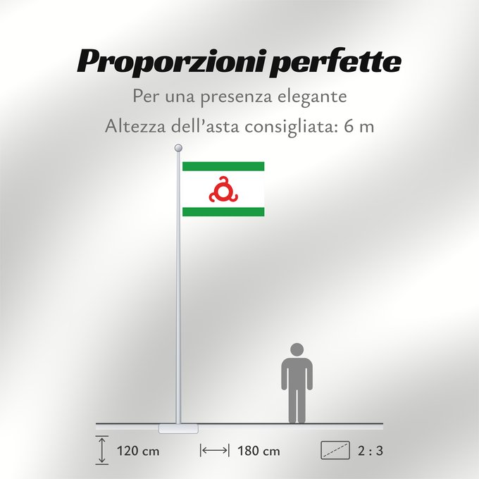 Proporzioni della bandiera: Ingushetia	Republic of Ingushetia	Inguschetien	Inguscezia	Флаг Ингушетии