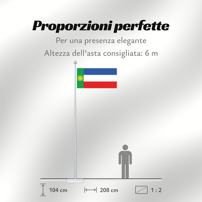 Proporzioni della bandiera: Khakassia	Khakassia since 2003. Drawn by Fibonacci	 Khakassie ou République de Khakassie	Jakasia desde el 2003. Hecha por Fibonacci	Chakassien