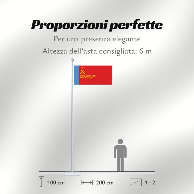 Proporzioni della bandiera: Kalmyk ASSR	ASSR de Kalmoukie	ASSR de Kalmykia	ASSR di Calmucchia	Флаг Калмыцкой АССР