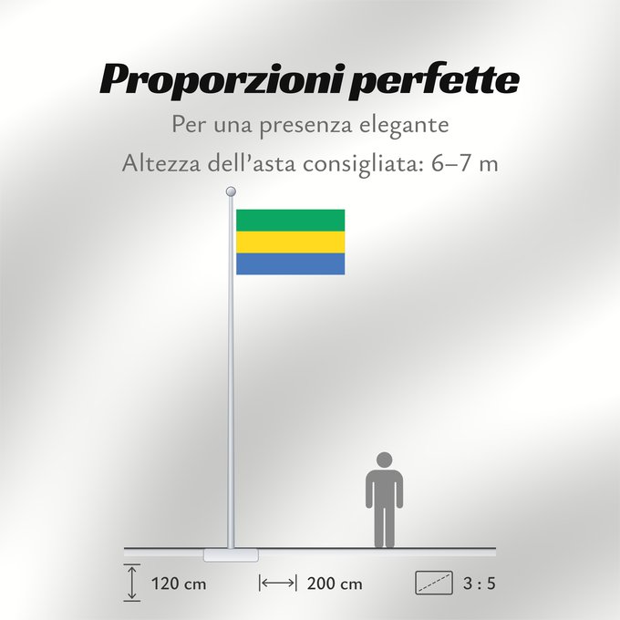 Proporzioni della bandiera: Gabon Gabón Gabun Gabão علم جمهوريةالغابون Banniel Gabon Gabons Gabono Gabongo bandera پرچم گابن Drapél du Gabon Dalapo ya Ngabu Bɛndɛ́lɛ ya Gabɔ́ Bendêre tî Gaböon